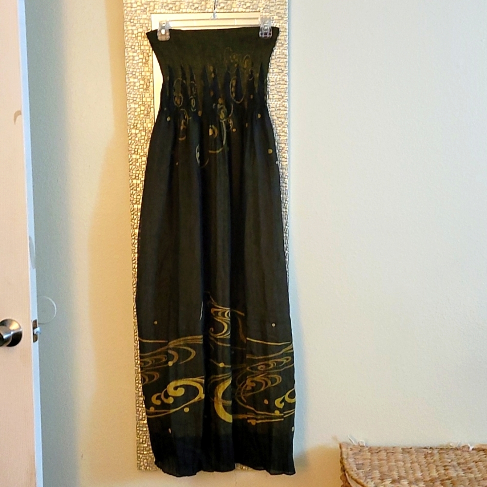 Lapis strapless dress. OS